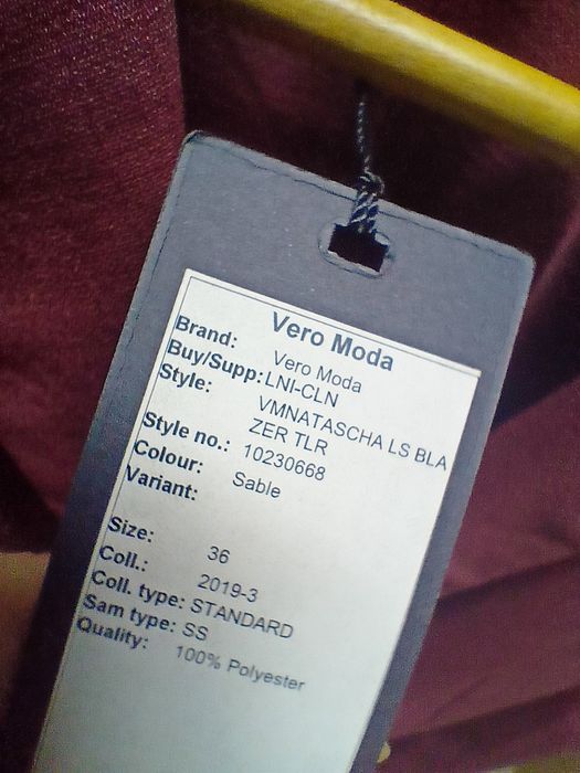 Sacou Damă Vero Moda 36, Nou cu Etichetă, Roșu-Cărămiziu Model  trend
