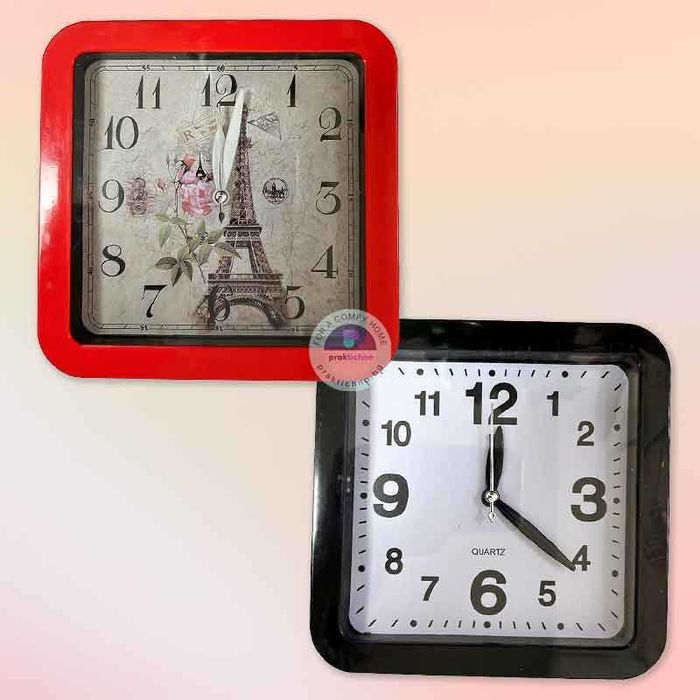 Настолен часовник с будилник 9 х 9 см, налични черни,червени и зелени