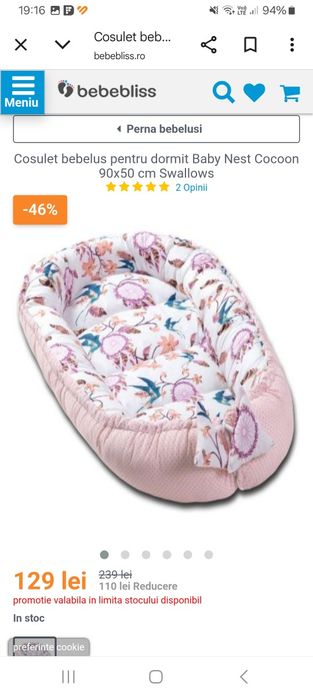 Coșuleț bebeluș pentru dormit Baby Nest Cocoon