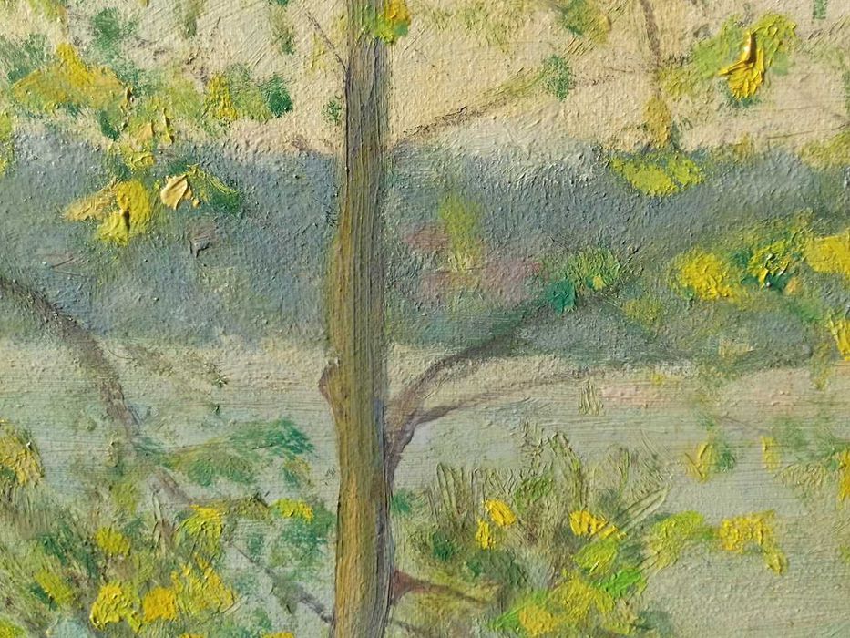 Tablou vechi - peisaj cu 2 cabane - semnat Bittar