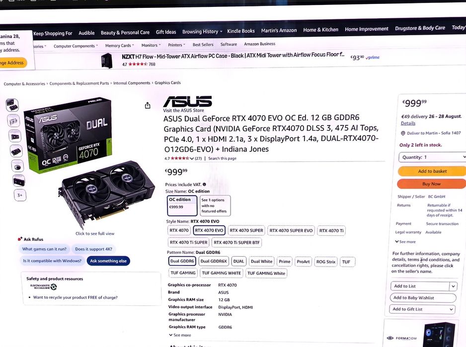 PC компоненти ASUS / AMD / Corsair – RTX 4070, Ryzen 7 7700, B650E-I