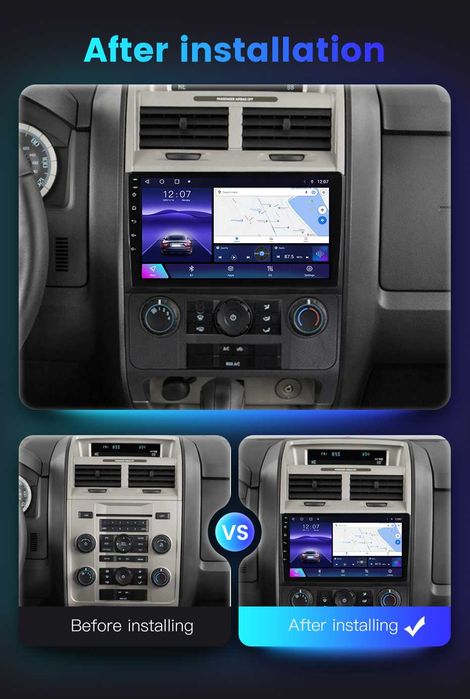 NAVIGATIE Android 14 Ford ESCAPE 2007 - 2012 Waze CarPlay + CAMERA