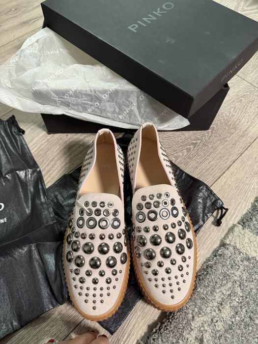 Mocasini piele cu tinte pinko roz marimea 39