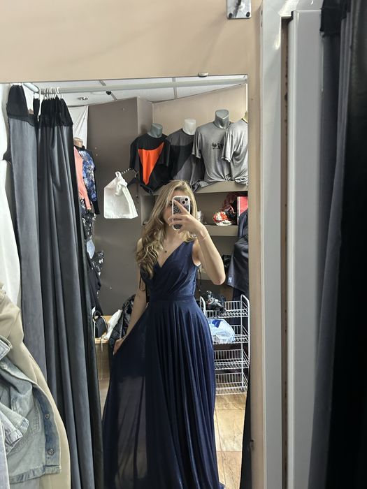 Тъмносиня бална рокля размер S