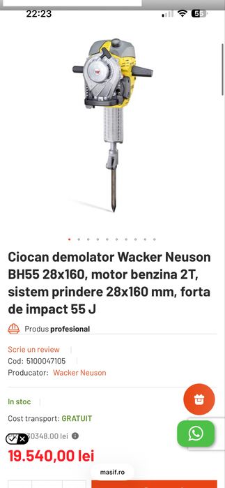 Ciocan demolator Wacker Neuson BH55  ca nou!