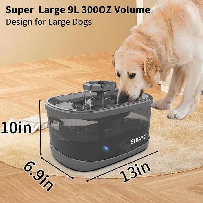 SIBAYS 300OZ 9L 2.4GAL Воден фонтан за домашни любимци