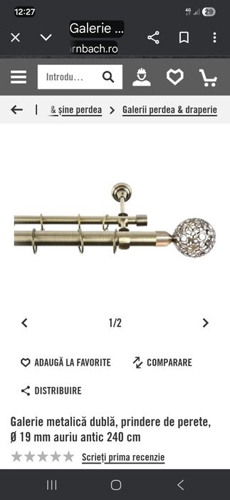 Galerie dubla perdea si draperie  2.40 m