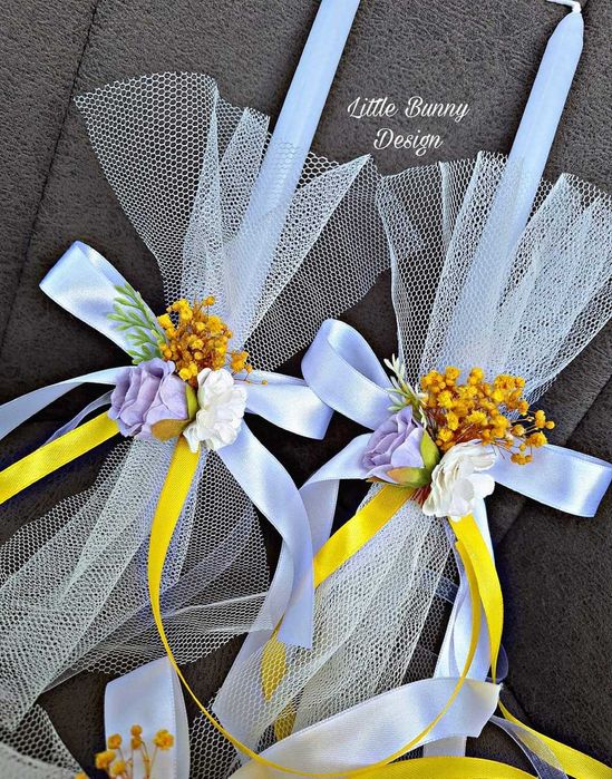 Украса за ритуални свещи - за сватба или кръщене