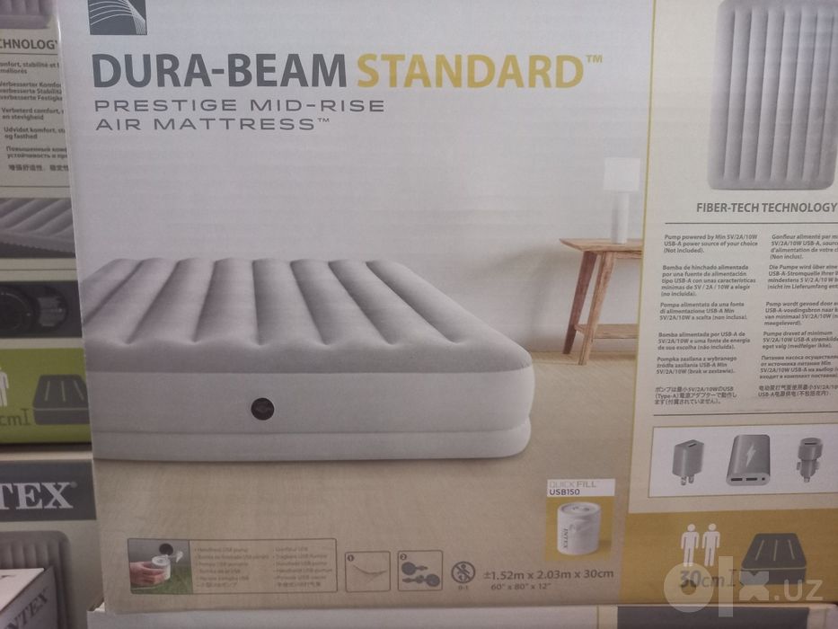Матрас intex 152x2.03x30 deluxe насос 220 в