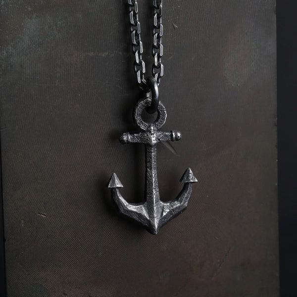 Сребърен медальон котва 925Мъжка висулка талисман за сила и стабилност