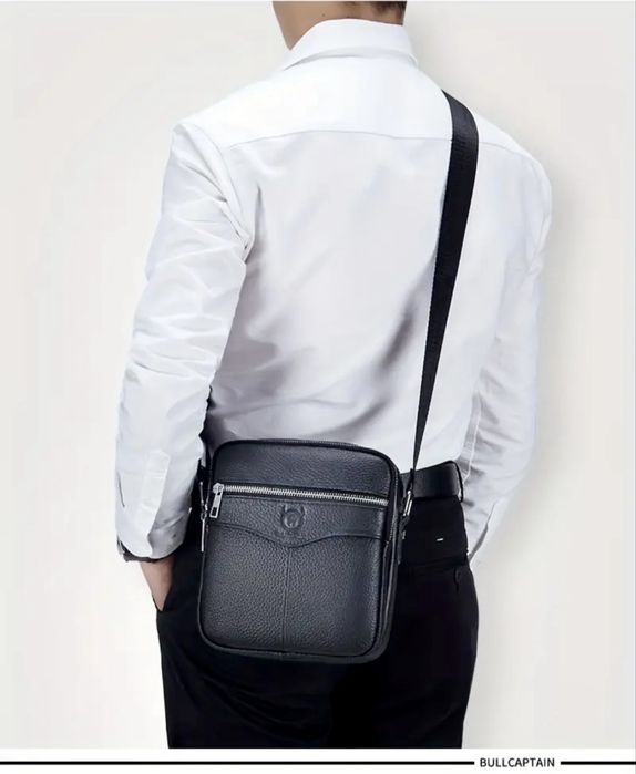 Мъжка стилна,бутикова кожена чанта /Черна естествена кожа -9% Промоция