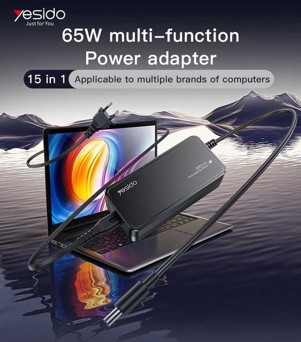 Yesido CG11E 65W 15в1 Универсальное зарядное устройство для ноутбуков