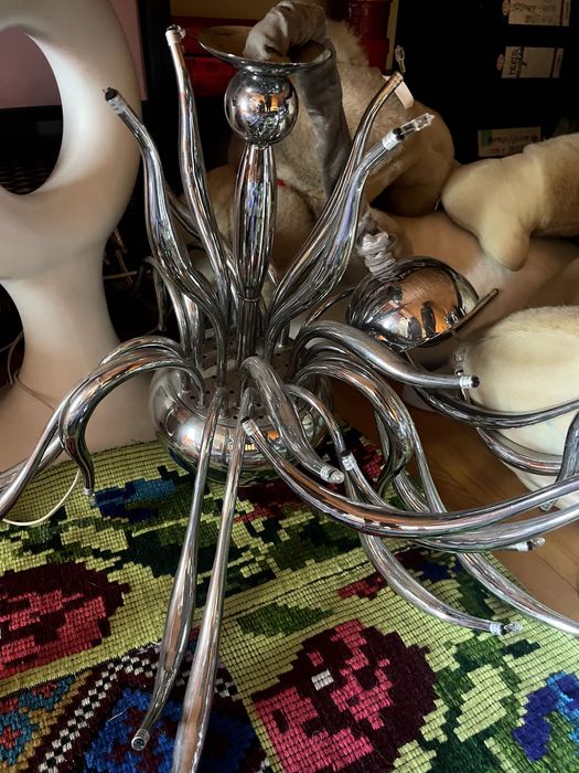 Candelabru Lustra Gold Cupru cu cristale sau candelabru Chrome Rovere
