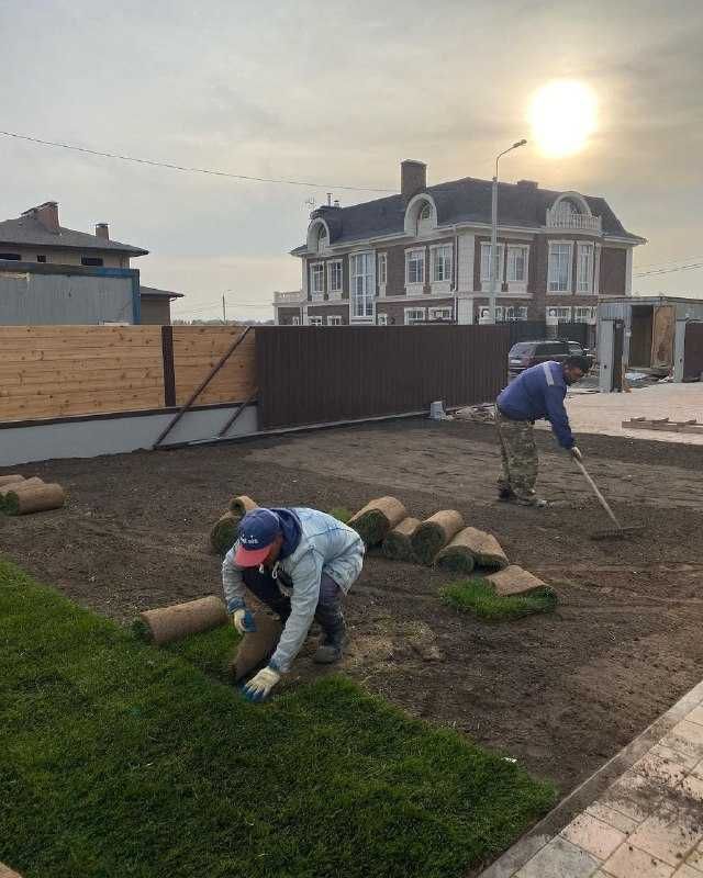 Качественный Рулонный газон с укладкой под ключ газонная трава Посев ...