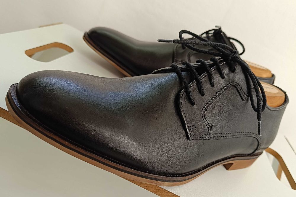 Pantofi derby 40 plain toe premium Minelli Paris NOI piele naturala