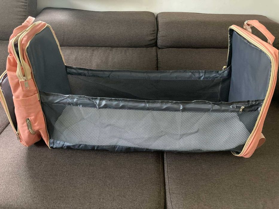 Многофункционална бебешка чанта/раница с кошара/легло