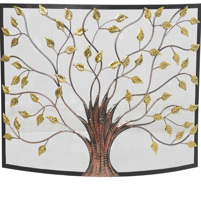 Paravan protecție șemineu model "Copacul vieții", fier forjat 99x84 cm