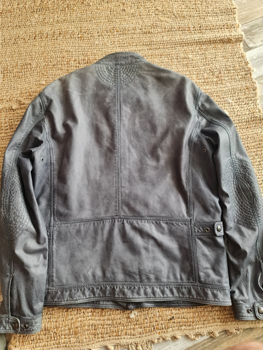 Jacheta Piele Oaie Massimo Dutti model rar,Geaca ca noua,XL,gri,man