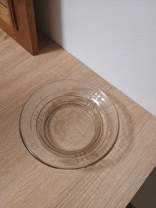 Bol farfurie de servire sticla presata vintage