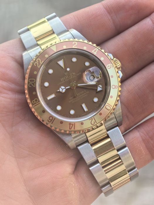 Rolex 16713 GMT Master 2 Root Beer 18K Gold/Steel