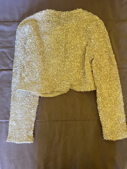 Бяла блуза с пайети