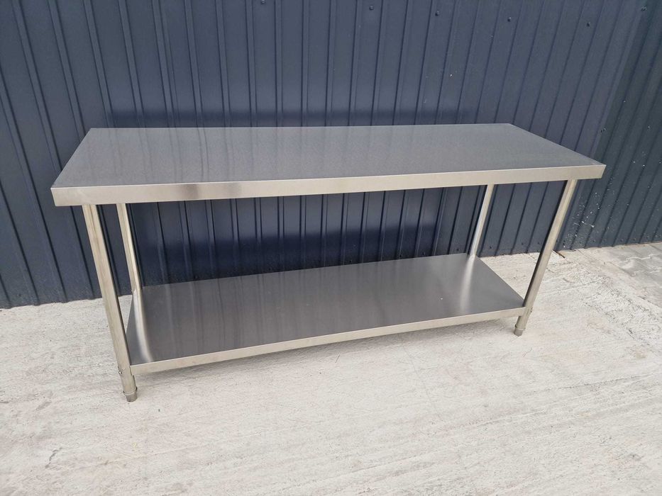 Masa inox cu rebord cu 1 poliță 160x70x85 cm,transport gratuit
