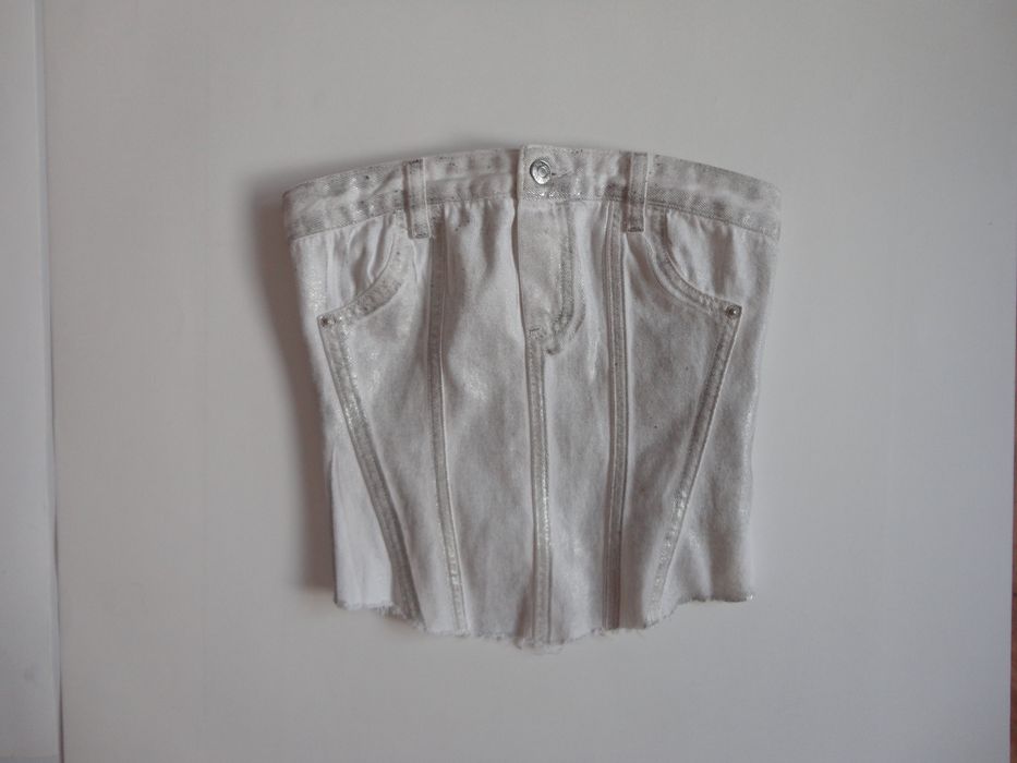 Бял дънков топ zara