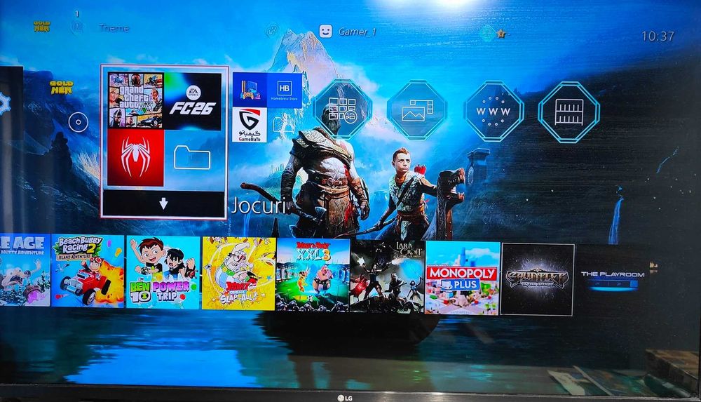 Jocuri PS4+PS4 Modat cu FC 26, GTA V cu Mod Menu, Spiderman, Minecraft