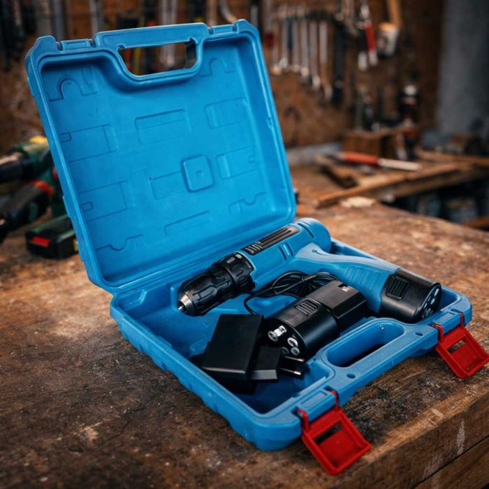 Комплект безжичен винтоверт с Led осветление, 2 батерии и куфар