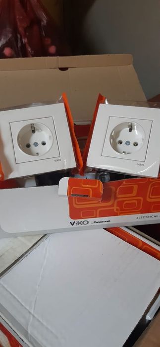 Выключатели Одно-двухклавишные,розетки одинарные и двойные Viko