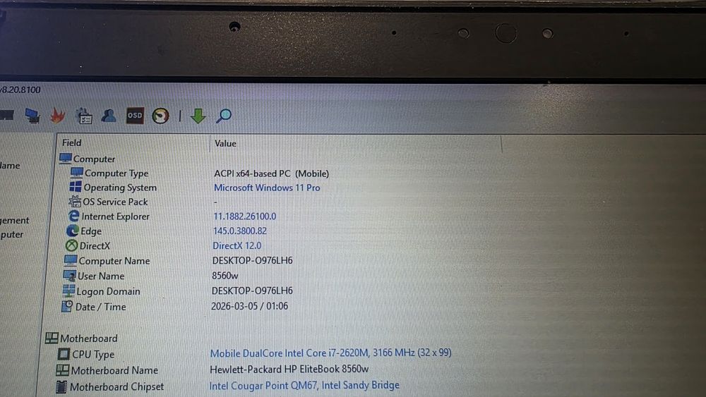 Hp 8560w Elitebook
