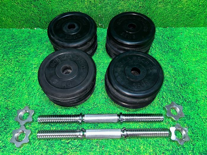 Set gantere cu discuri din fier cauciucate 55kg 30/31mm