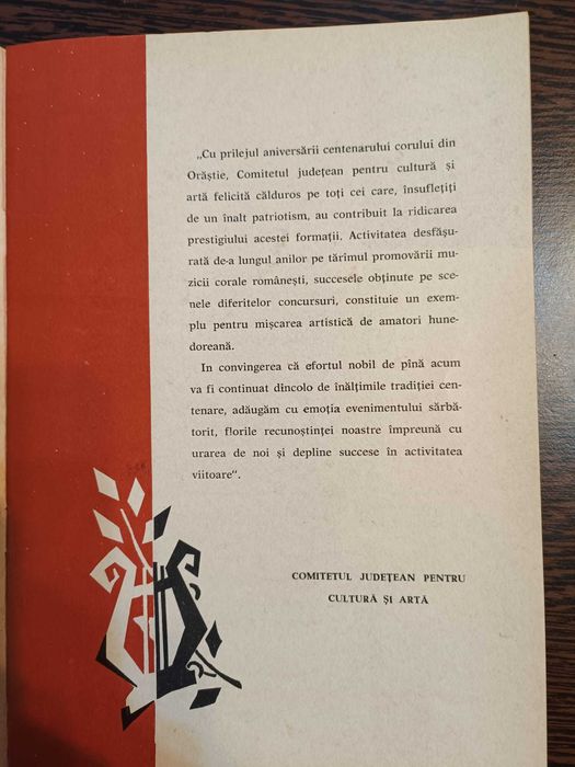 ”Centenarul CORULUI DIN ORĂȘTIE 1868-1968”
