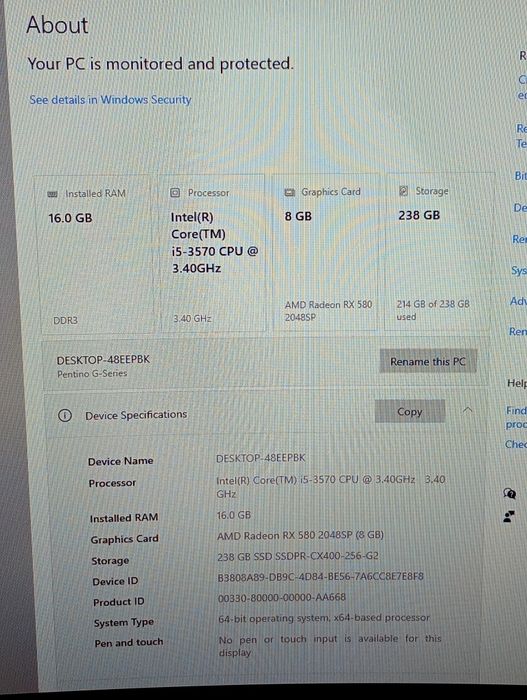 Pc Gaming rx580 16gb ram