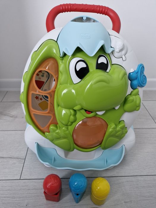 Jucarie Chicco 2 in 1, centru de activitati si antemergator Dinozaur, 9-24 luni