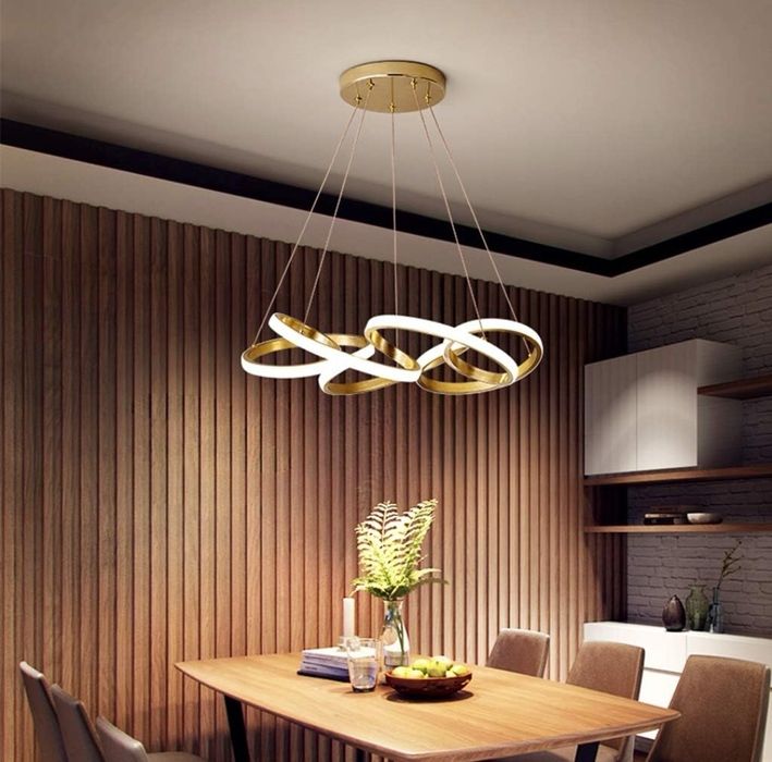 Златиста висяща LED Лампа с дистанционно 65W