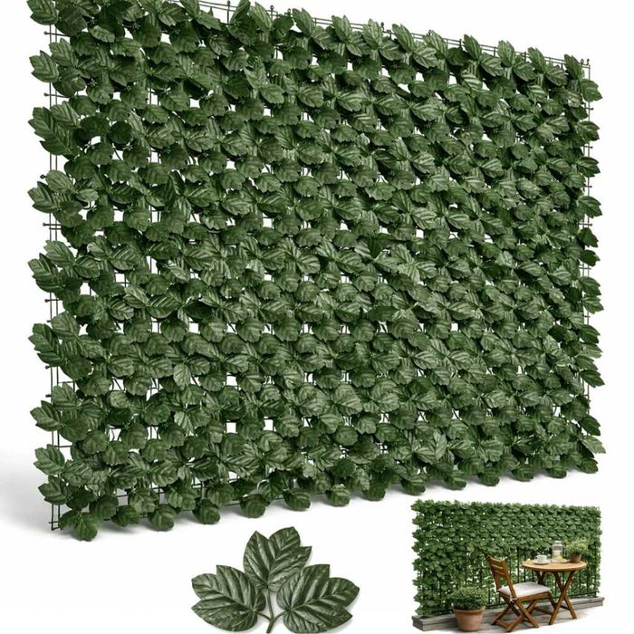 Изкуствен жив плет от бръшлян 1.5 x 3 м – UV устойчив, плътна зелена стена за балкон и ограда