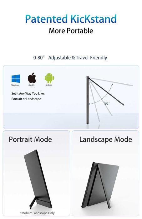 Arzopa A1S Space Gray 14.0 Inch 1080P портативный монитор