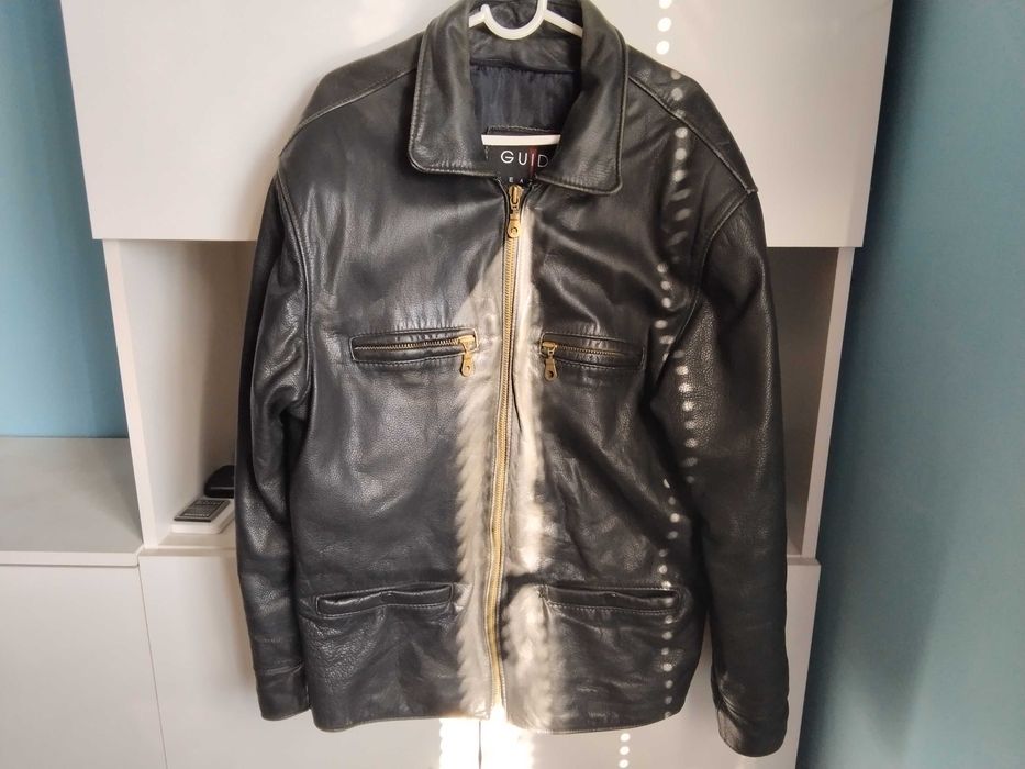 оригинално голямо XL яке шуба от естествена кожа телешки бокс