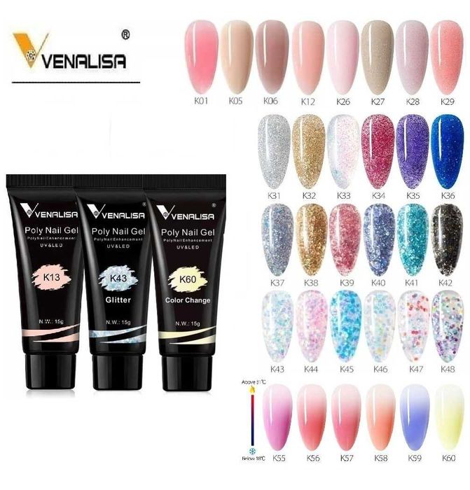 Venalisa PolyGel 15ml полигел термо , брокат , конфети , холограм