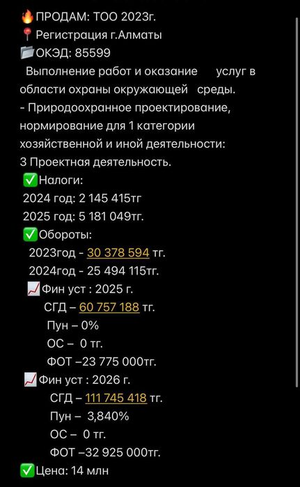 Продажа Тоо Покупка Тоо