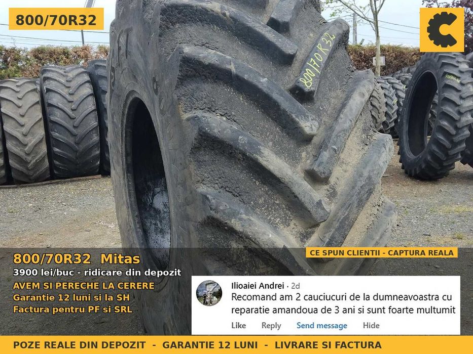 Cauciucuri Anvelope 800/70R32 800/70 R32 800 70 R32 VF800/70R32 8007032 Mitas Combina Punte Fata Tractiune SH Second Hand FACTURA Garantie 1 An