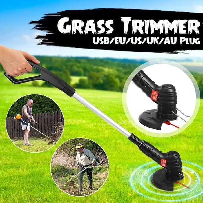 Електрически градински тример, преносим, телескопичен, безжичен, черен