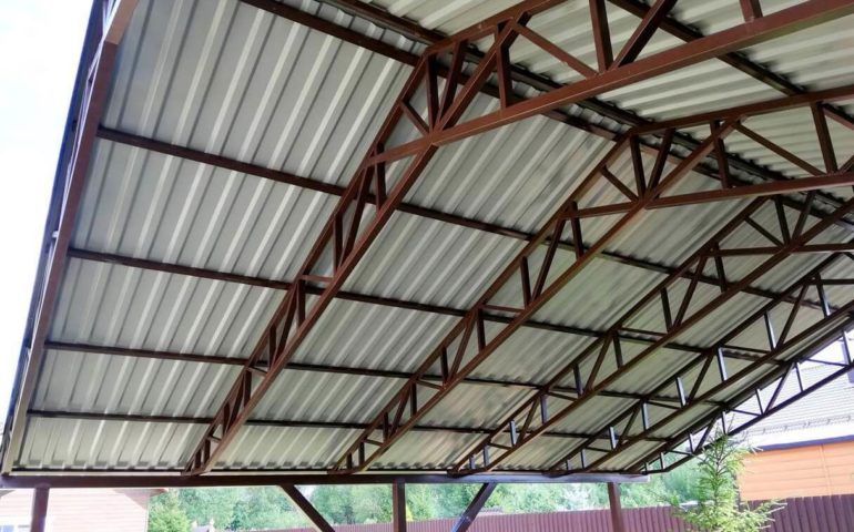Фермы металлоконструкции навес