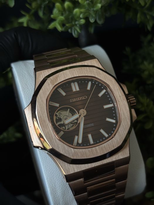 Seiko Mod Automatic  NH38 Nautilus Chocholate Open Heart 41mm