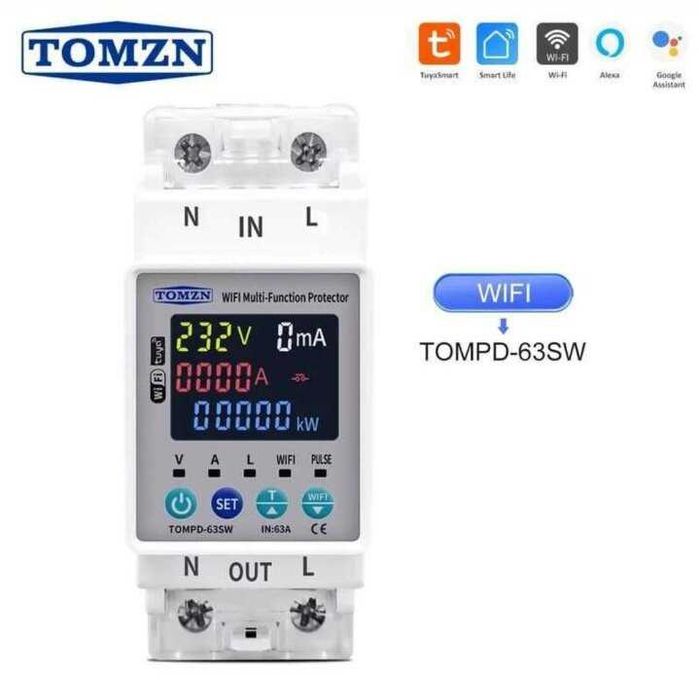 63A Контролен електромер TOMZN Wi-Fi с LED дисплей