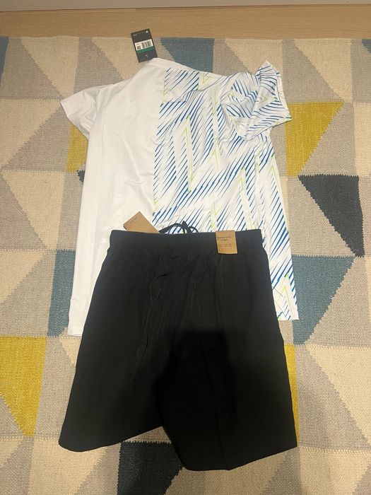 Nike Miller Set Tricou + Pantaloni Scurți Alb/Negru XL Nou cu Etichetă