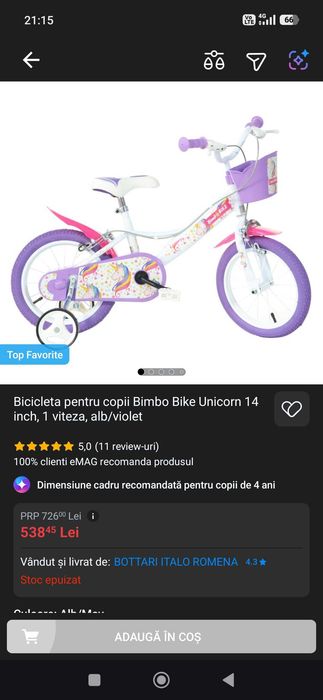 Bicicletă cu cască fetițe