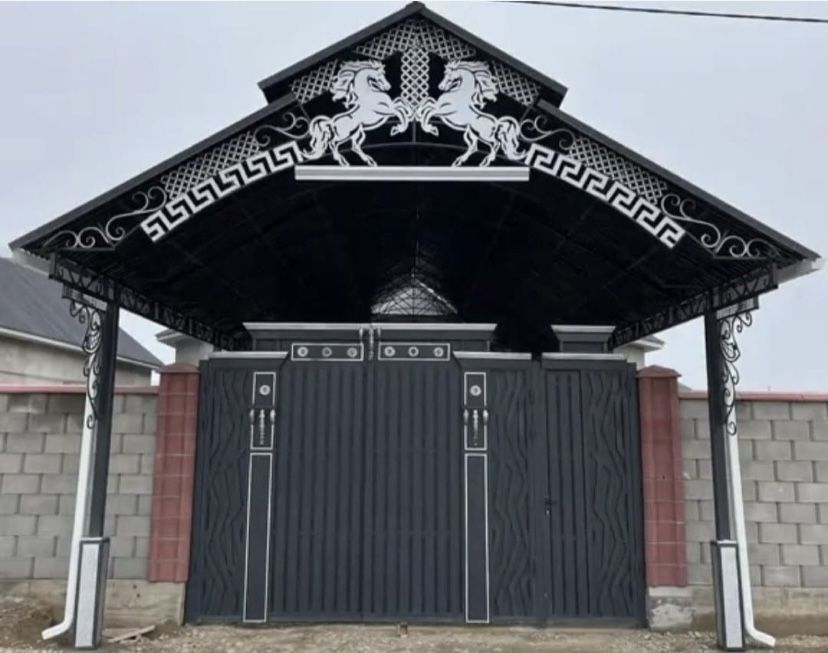 варота откатной навес