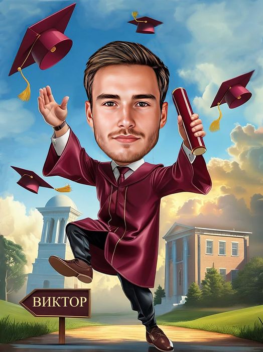 Дигитални карикатури-шарж по снимка-подарък за  завършване, бал,сватба